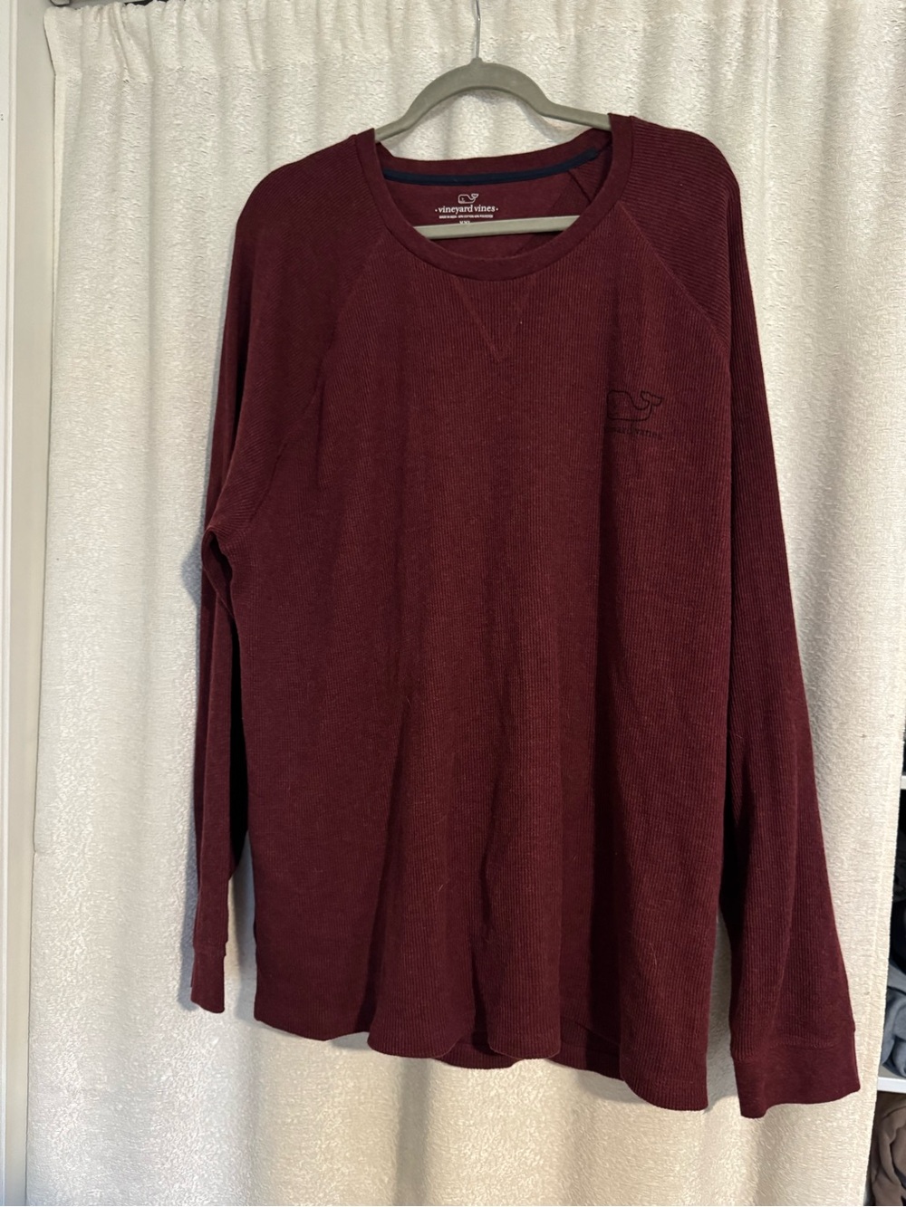 Vineyard Vines Deep Burgundy Long-Sleeve Thermal Crew